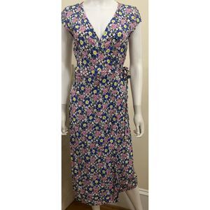 J.Crew Midi Wrap dress in Soft Rayon Pink & Blue Flowers